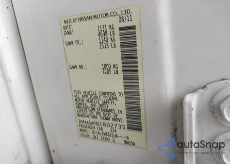 2012 Nissan Maxima 3.5 Sv z USA, uszkodzony, nr VIN 1N4AA5AP8CC802735